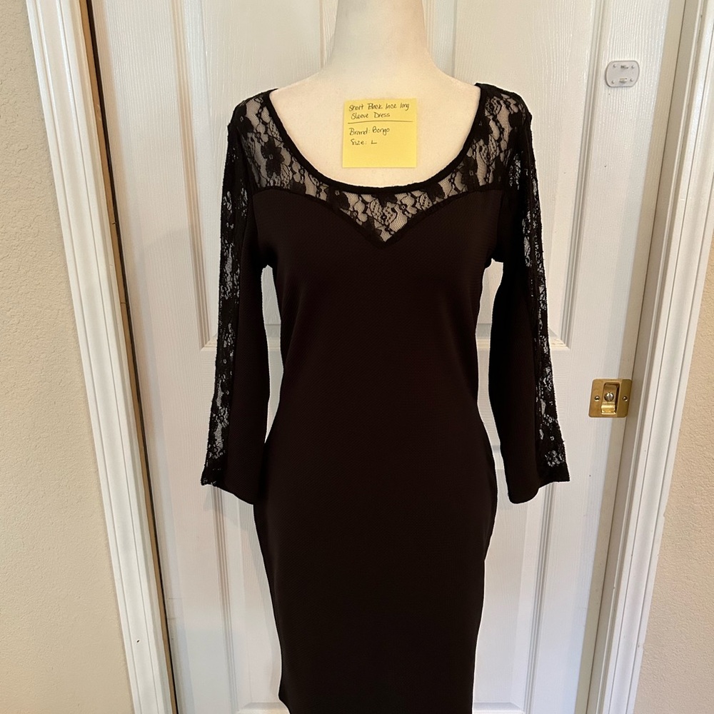 Bongo black long sleeve dress with lace back
